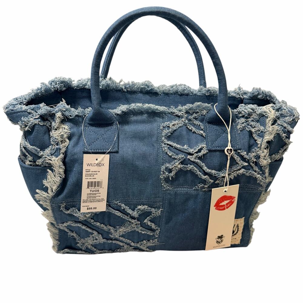 Wildfox Blue Denim Frayed Totebag NWT